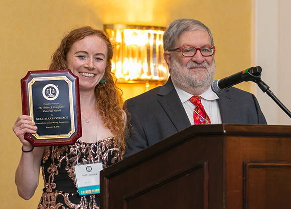Nell Cormack, JD ’25, and Professor Norman Stein