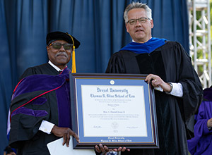 The Honorable C. Darnell Jones II accepts an honorary degree from Drexel University Kline School of Law.