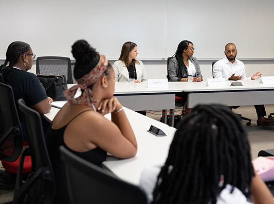 Kline School of Law alumni talk about legal careers with students from the 2019 Pipeline cohort 