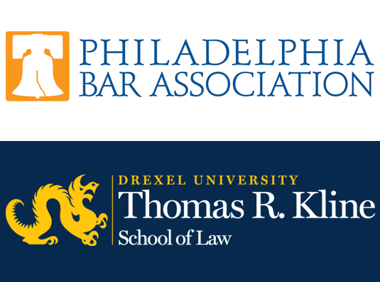 The Philadelphia Bar Association and Drexel University Thomas R. Kline School of Law logos.
