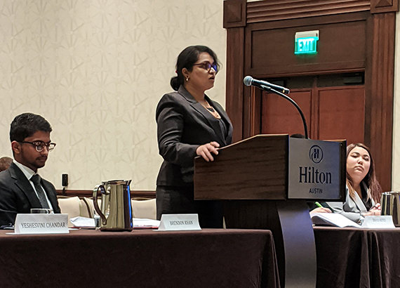 Yeshesvini Chandar competes at the 12th Annual First Amendment and Media Law Diversity Moot Court Competition.