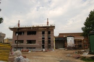 Construction of new building on Drexel Queen Lane campus, 2009 - exterior. (The Legacy Center Archives and Special Collections)