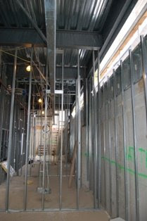 Construction of new building on Drexel Queen Lane campus, 2009 - interior, offices. (The Legacy Center Archives and Special Collections)