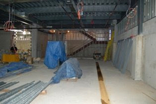 Construction of new building on Drexel Queen Lane campus, 2009 - basement storage. (The Legacy Center Archives and Special Collections)