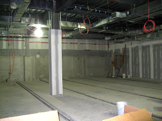 Construction of new building on Drexel Queen Lane campus, 2009 - interior storage space. (The Legacy Center Archives and Special Collections)
