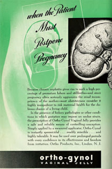 Drug advertisement for ortho-gynol from the Medical Women's Journal. (The Legacy Center Archives and Special Collections)