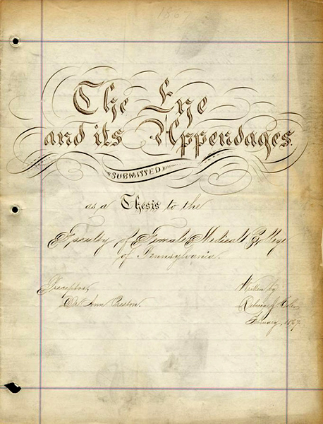 Rebecca Cole's thesis, the Eye and Its Appendages. (The Legacy Center Archives and Special Collections)