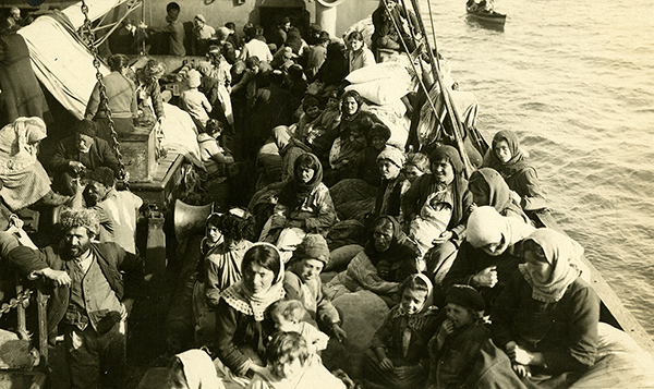 Greek refugee ship leaving Smyrna, September, 1922.(The Legacy Center Archives and Special Collections)