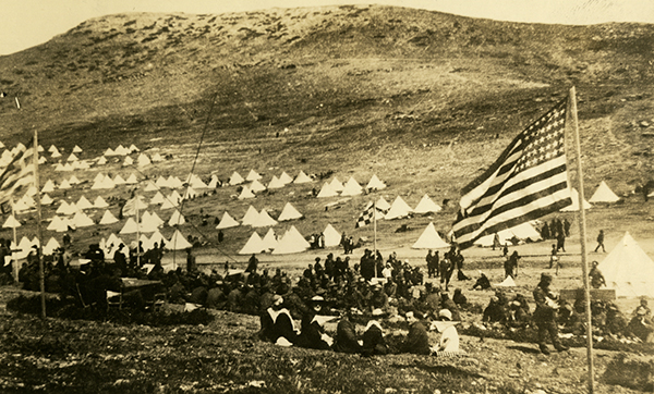 Refugee camp on the island of Macronissi, circa 1922 (The Legacy Center Archives and Special Collections)