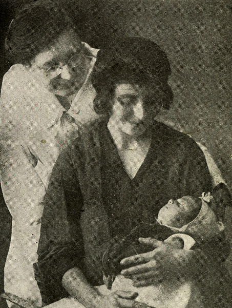 Dr. Parmalee with a Greek refugee woman and her baby. (The Legacy Center Archives and Special Collections)