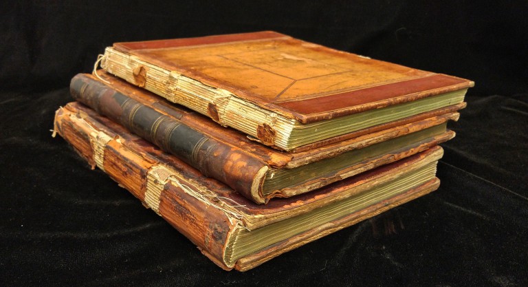 Bound volumes of Obstetrical Society of Philadelphia meeting minutes (The Legacy Center Archives and Special Collections)