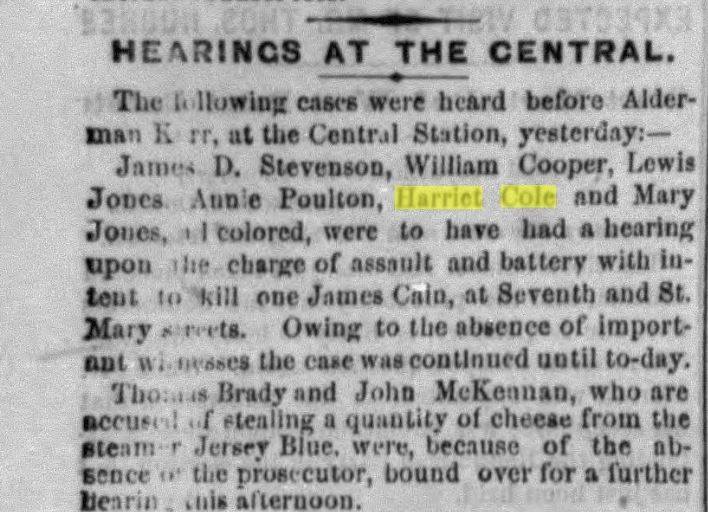 “Hearings at Central” section of the Philadelphia Inquirer from 1870 (The Legacy Center Archives and Special Collections)