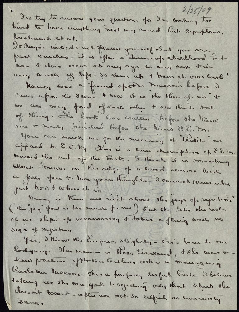 Letter from Elizabeth F. Clark to Ada Peirce McCormick, 2 February 1909. (Legacy Center Archives and Special Collections)
