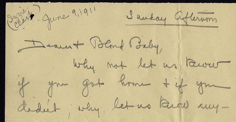 Elizabeth Clark to Ada Peirce McCormick pet name Dearest Blond Baby. (Legacy Center Archives and Special Collections)