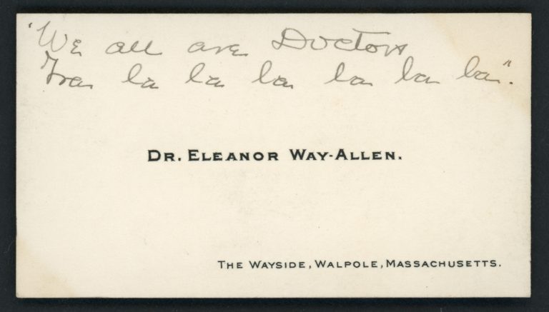 Dr. Eleanor Way-Allen calling card.