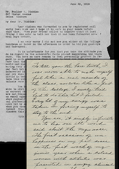Correspondence between Pauline Dinkins and Martha Tracy, 1919. (Legacy Center Archives & Special Collections)