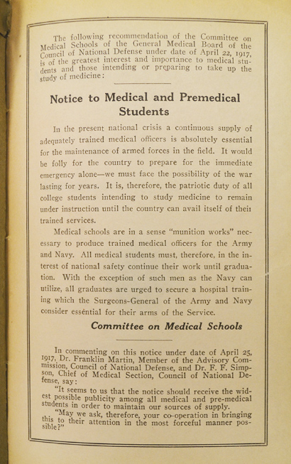 First page of Hahnemann Medical College Annual Announcement, 1917-1918 (The Legacy Center Archives and Special Collections)