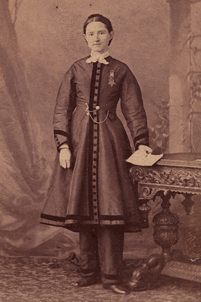 Wearing her Medal of Honor, circa 1867 (The Legacy Center Archives and Special Collections)