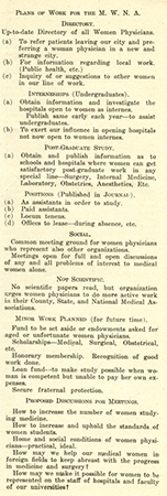 Outline of AMWA's mission written by Bertha Van Hoosen and published in the Woman's Medical Journal in April, 1916. (The Legacy Center Archives and Special Collections)