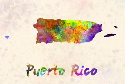 Watercolor map of Puerto Rico
