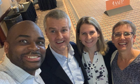 Leon McCrea, MD, with Bill Warning, MD (PD Crozer), Sarah Morchen, MD (APD Crozer), Amy Crawford-Faucher (PD - Forbes in Pittsburgh, and alum of MCP)