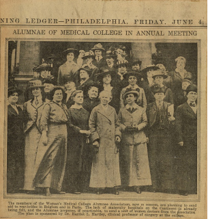 Philadelphia’s Evening Ledger, June 4, 1915. Alumnae of Medical College in Annual Meeting (The Legacy Center Archives and Special Collections)