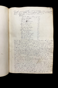 Handwritten minutes from the first meeting of the Alumni Association, October 23, 1884 (The Legacy Center Archives and Special Collections)