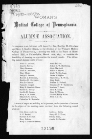 Transactions of the Second Annual Meeting of the Alumnae Association of the Woman’s Medical College of Pennsylvania (The Legacy Center Archives and Special Collections)
