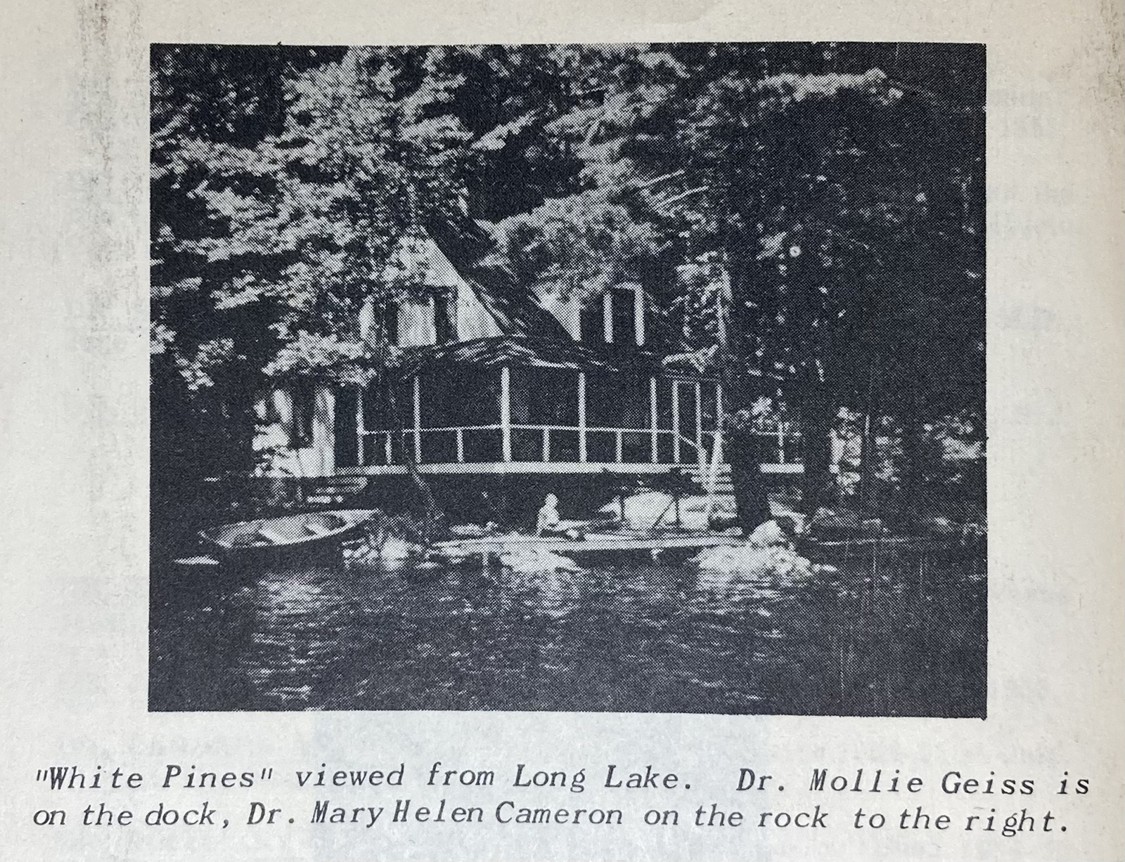 This photograph from the Alumni Newsletter is the only surviving image of White Pines Summer Camp (The Legacy Center Archives and Special Collections)