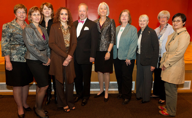 Dr. Julie Overbaugh is pictured with members of the 2011 Marion Spencer Fay Award Committee