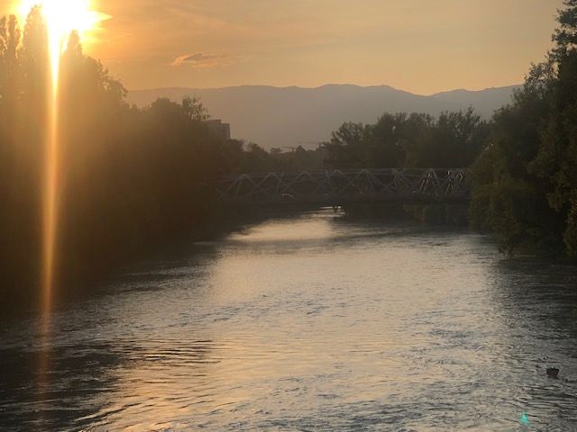 A bridge at sunset in Geneva, Switzerland