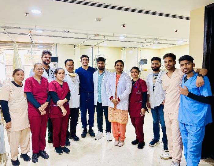 Staff at Amar Hospital, site of MD student Aman Singh Sandhu's global health experience