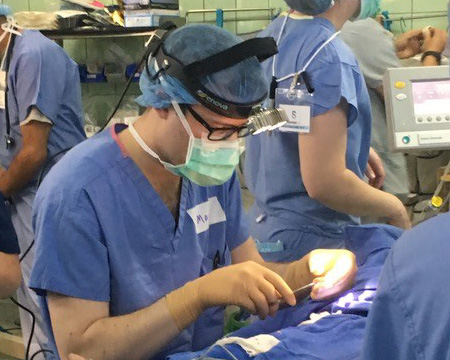 Drexel medical student Matthew Recker in Paro, Bhutan with Surgicorps - Operating Room.