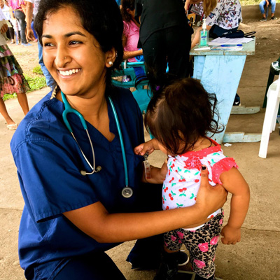 Drexel medical student Sitara Soundararajan in Honduras with Global Medical Brigades.