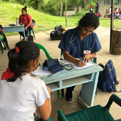 Drexel medical student Sitara Soundararajan in Honduras with Global Medical Brigades.