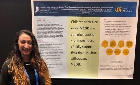 Amanda Shapiro, MD-PGY2 and Saral Desai, MD-PGY1 co-authored poster, 'Screen Time Among Children with Mental, Emotional, Developmental, or Behavioral Problems (MEDB) - A US Population-Based Study,' presented by Dr. Shapiro.