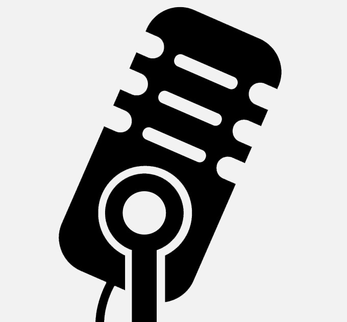 Microphone icon on gray background