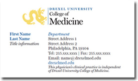 Business cards for non-compensated faculty members.