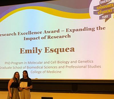 PhD student Emily Esquea received the 2024 Research Excellence Award - Expanding The Impact of Research from the Graduate College.