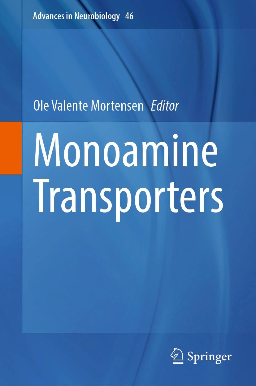 Book cover: Monoamine Transporters authored by members of the Mortensen Lab
