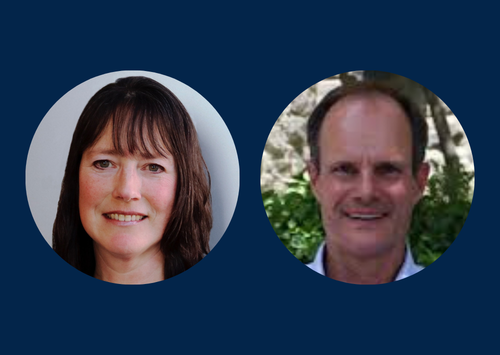 Headshots of woman and man