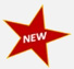 Red star with text that says 'NEW' on a gray background