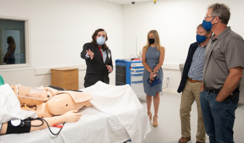 Grand opening attendees toured educational facilities including the Simulation Center.