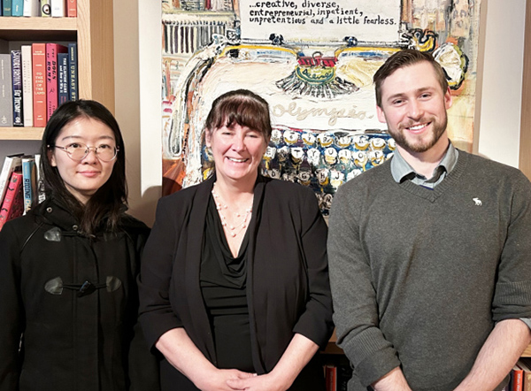 Members of the research team Jintong Hou, a Biostatistics PhD student, Mary Ann Comunale, EdD, MS, assistant professor of microbiology and immunology, and Benjamin Haslund-Gourley, a Microbiology & Immunology PhD student in the MD/PhD program.