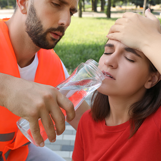 Suffering from heatstroke.