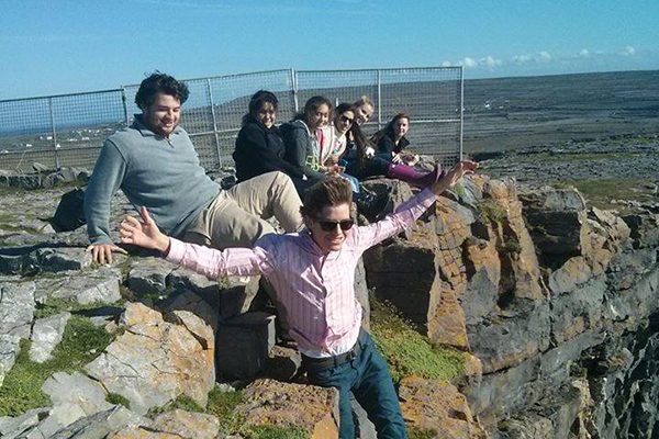 Students on cliffs in Ireland