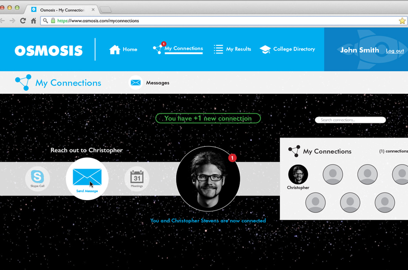 Sean Preston’s “Osmosis” is an outer-space-themed online tool designed to help students explore career options. 