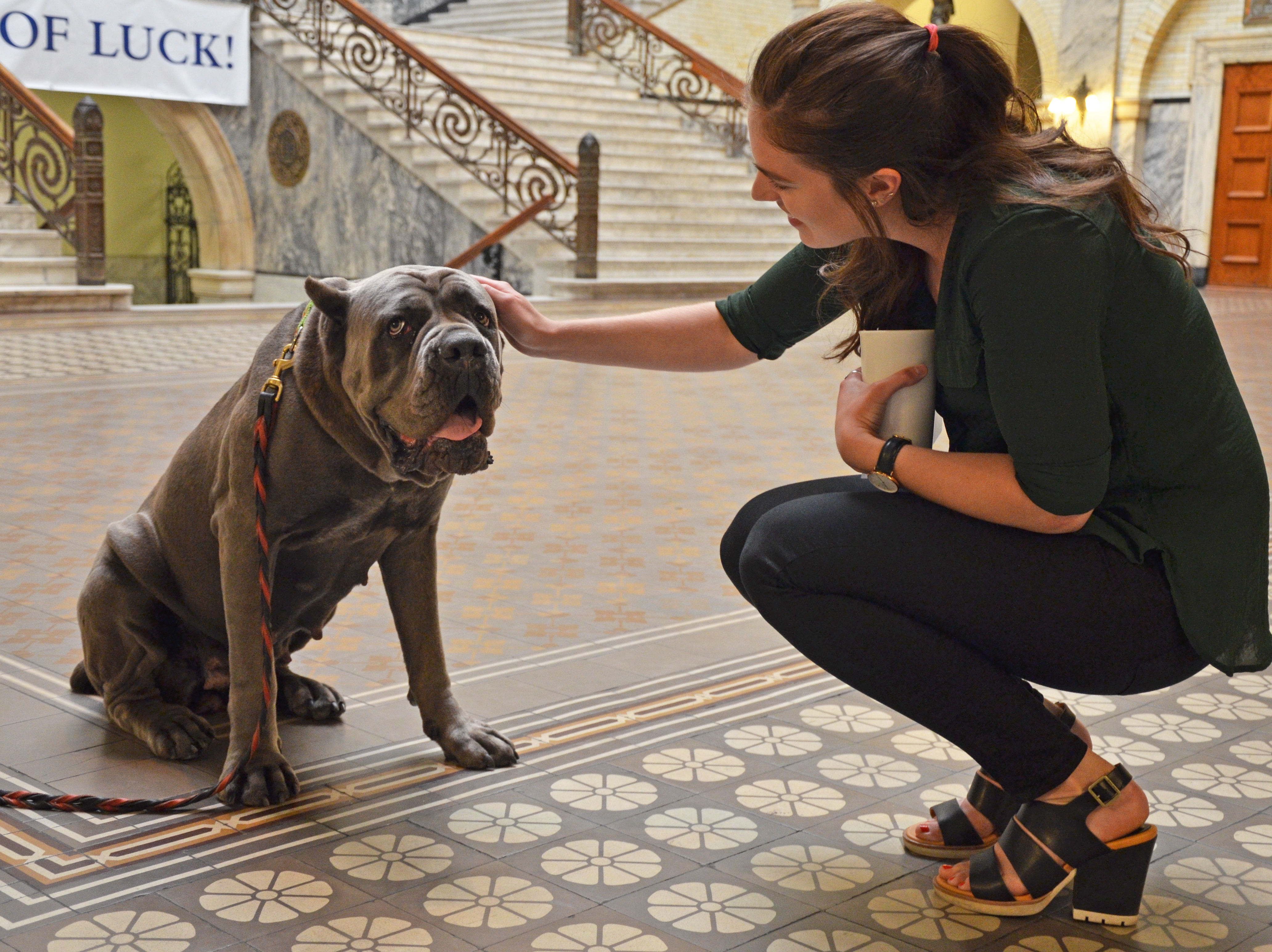 Chai meets with a student during a meet and greet in Main Building.