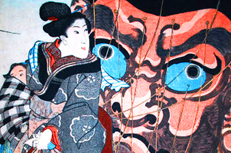 Ukiyo-e print on display in the Rincliffe Gallery