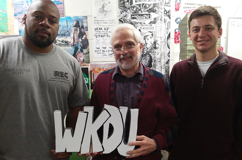 From left to right: Rob Jackson, Facility Supervisor at the Wright Recreation Center; Lawrence Souder, Director of Drexel Edits and host of "Good Morning, Neighbors"; and Nick Surgent, an undergraduate at Drexel University's Bennett S. LeBow College of Business and one of several Drexel Community Scholars
